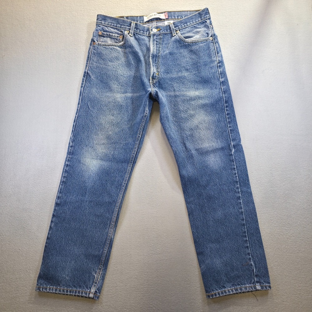 Levi's 505 Men Regular Fit Straight Leg Denim Blue Jeans Sz 36x29 Actual 34x28.5